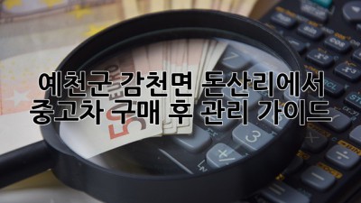 예천군 감천면 돈산리에서 중고차 구매 후 관리 가이드