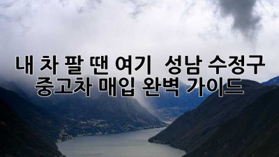 내 차 팔 땐 여기! 🚗💨 성남 수정구 중고차 매입 완벽 가이드